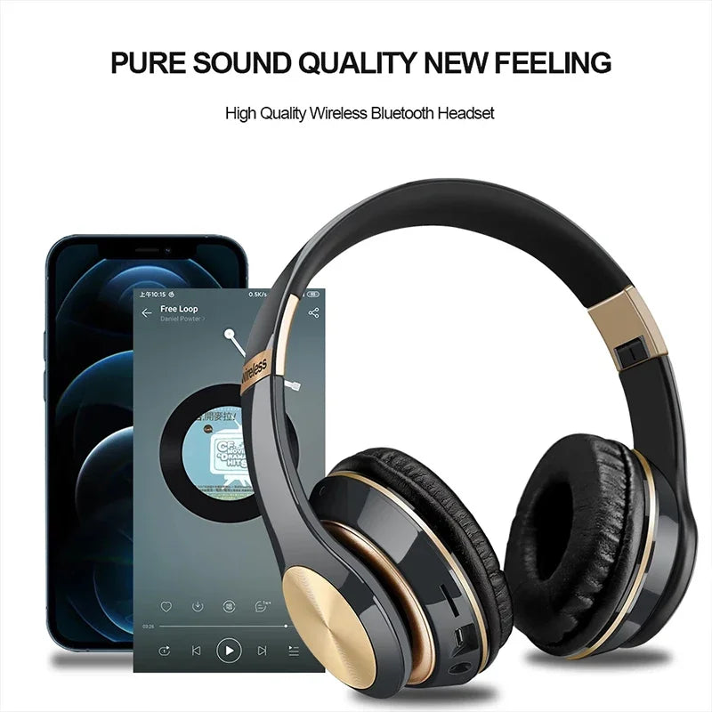 T5 Bluetooth Headphones Over Ear Head Wireless Earphones With Mic Music Headset Gamer Foldable Auriculare Fone For Huawei iPhone