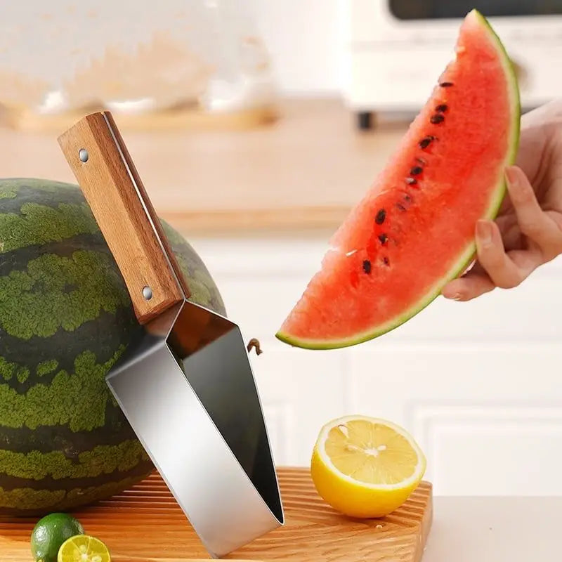 Watermelon Slicer Stainless Steel Color Non-slip Plastic Wrap Handle Not Hurt Hands Cantaloupe Kitchen Fruit Cutting Tool - KIMLUD