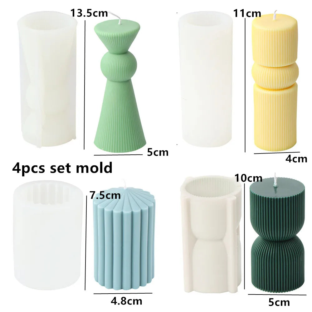 Upgraded Knot Cylindrical Candle Silicone Mold Bow Knot Stripe Cylindrical Candle Mold Vase Shape Candle Acrylic Plastic mold - KIMLUD