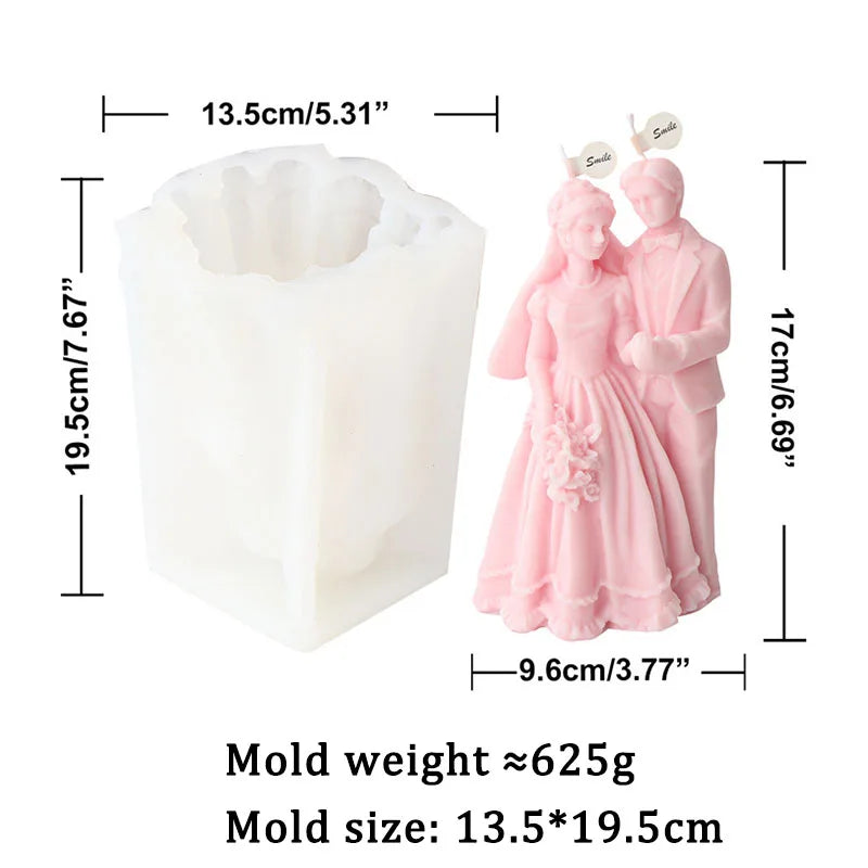 Wedding Ceremony Candle Silicone Mold Bride and groom Sweet Companion DIY Scented Candle Gypsum Mould Valentine's Day Decor Gift