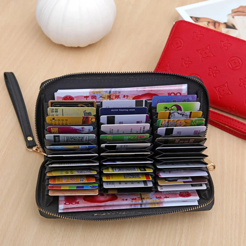 Anti destructive magnetic card bag with 36 card slots, large capacity leather organ card bag, wallet, hand-held bag, credit card