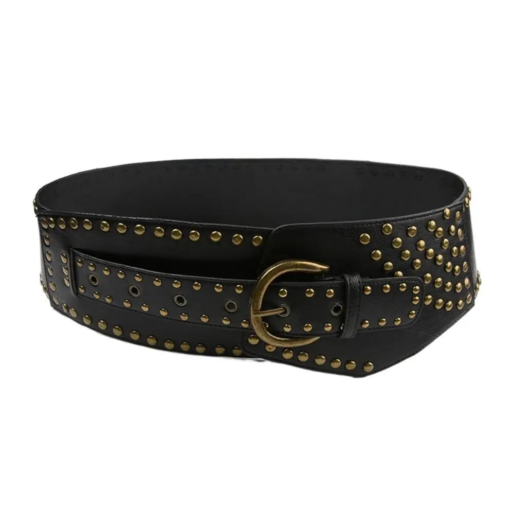 Punk Style Hollow Asymmetric Belt Harajuku Aesthetic Rivet Streetwear Leather Belt Chic Disc Belt For Women Apparel Accessories - KIMLUD