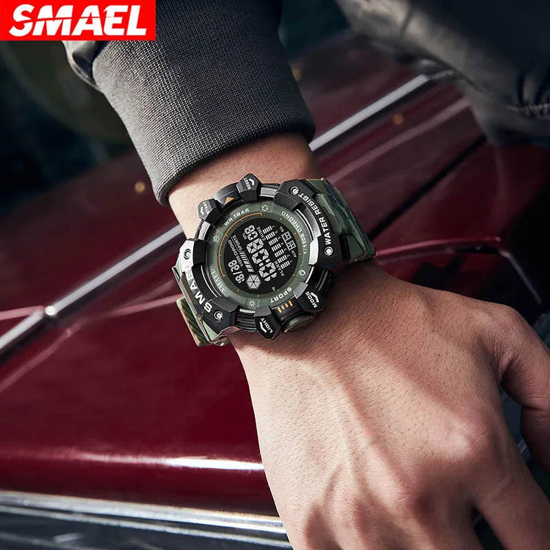 SMAEL 8050 New Men's Large Dial, Personalized Trendy Camouflage Style Sports Multi-Function Luminous