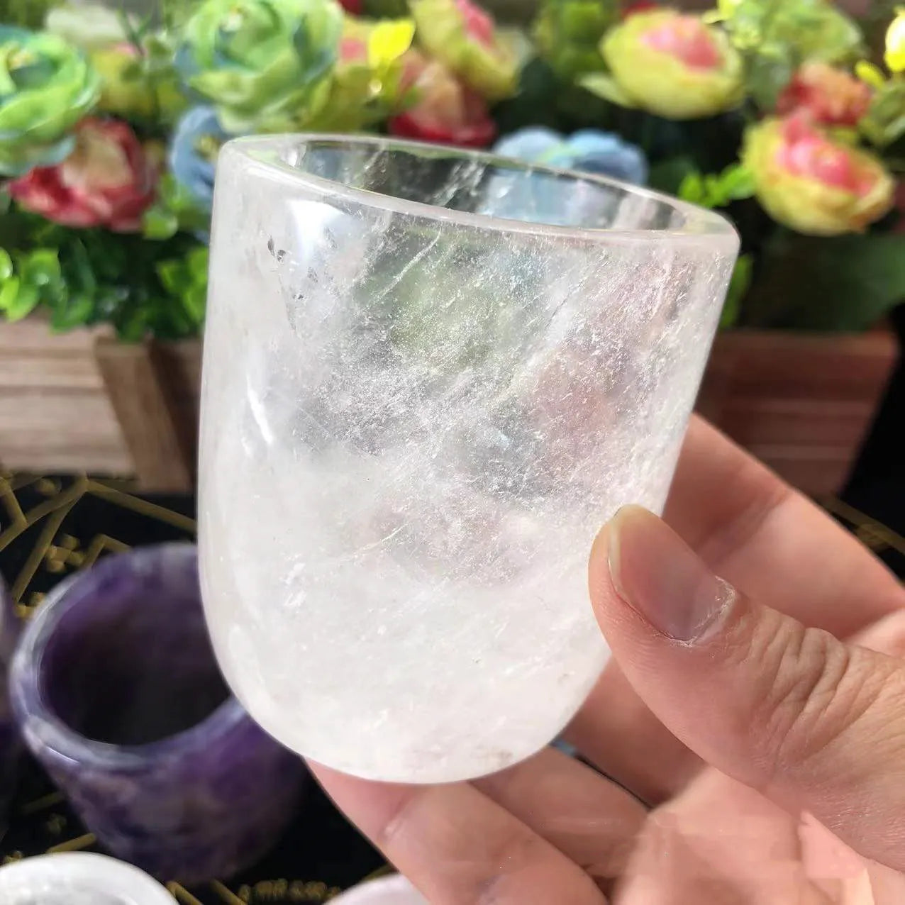 KIMLUD, Natural Crystal Amethyst Rose Quartz White Crystal Cup High Quality Healing Crystal For Gift Collection Craft Home Decor, White Crystal, KIMLUD APPAREL - Womens Clothes