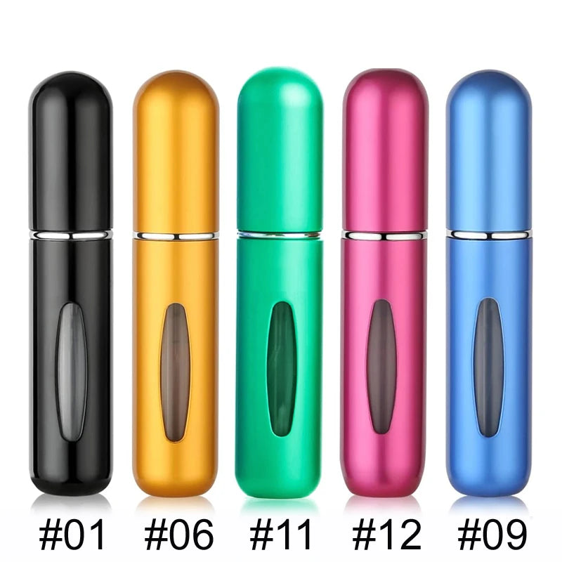 KIMLUD, 5ml Multi Color Aluminum Mini Perfume Bottle with Spray Pump Portable Empty Refillable Atomizer Bottle for Travel Essential, 104-1-6-9-11-12, KIMLUD APPAREL - Womens Clothes