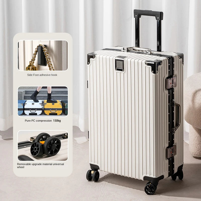 New Aluminum Frame Suitcase Large Capacity Suitcase on wheels 20/22/24/26/28/30 Inch Trolley Case Password Boarding Box