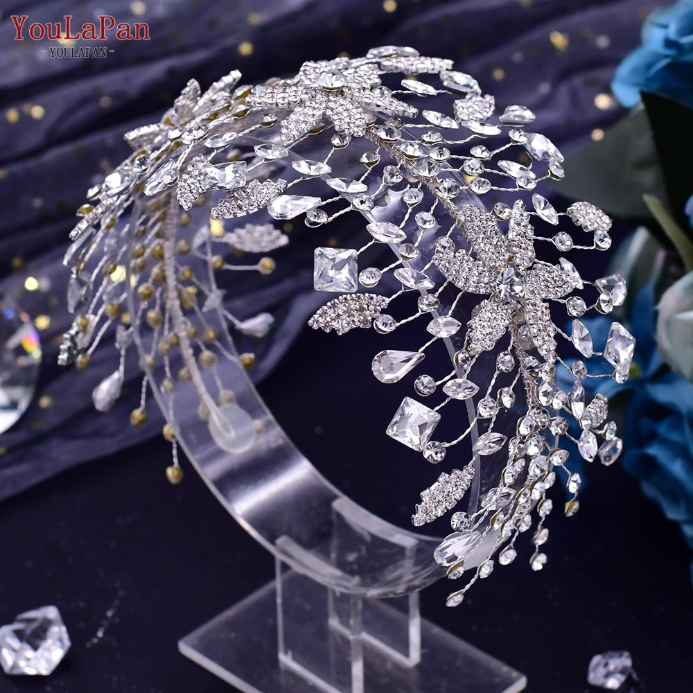 KIMLUD, YouLaPan Alloy Flower Bridal Hair Accessories Wedding Hair Clips Rhinestone Side Hairpin Women Crystal Wedding Headdress HP254, HP384, KIMLUD APPAREL - Womens Clothes