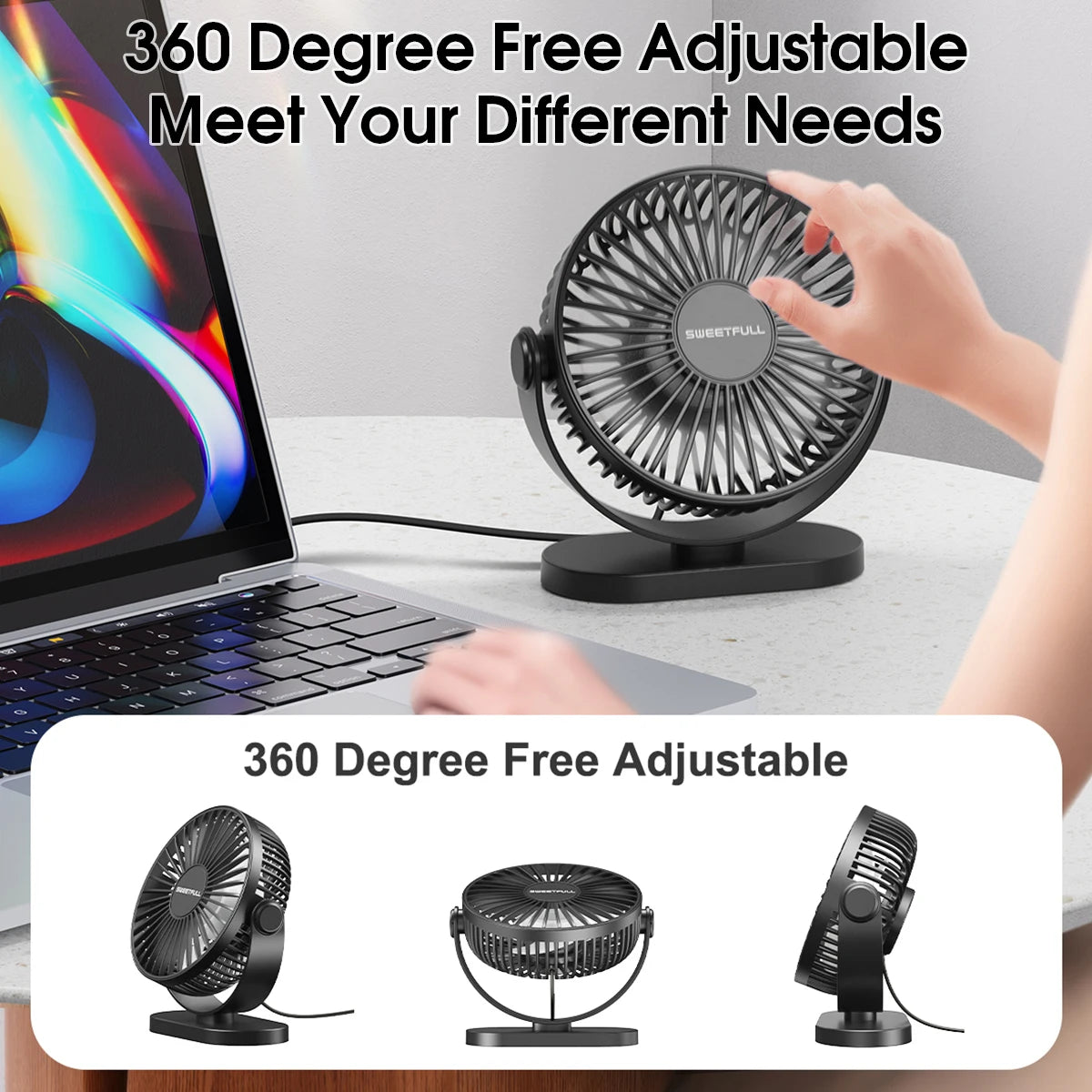 KIMLUD, Mini USB Desktop Fan Portable Hook up Fan Desktop Office USB Quiet Cooling Fans Three Speed Adjustment Suitable For Home Office, KIMLUD Womens Clothes