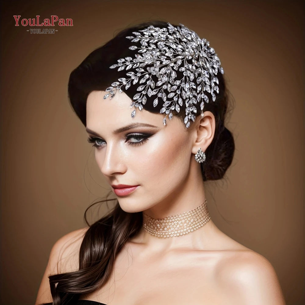 YouLaPan Bling Rhinestone Headband Wedding Bridesmaid Headwear Women Fashion Hair Accessories Handmade Bride Tiara HP438 - KIMLUD