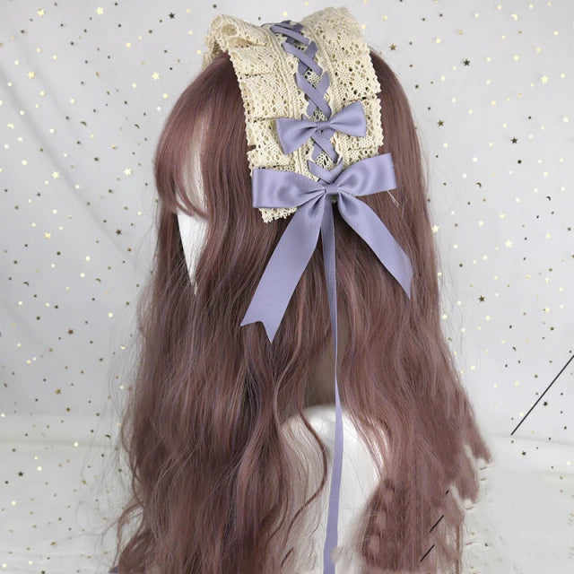 2022 Gothic Bowknot Sweet Hair Hoop Anime Maid Cosplay Headband Lolita Lace Flower Headwear Accessory Dropshipping