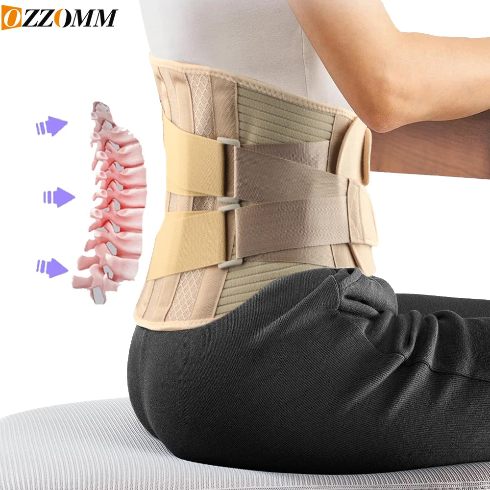 1Pcs Back Brace for Lower Back Pain with 6 Stays,Breathable Back Support Belt for Men Women - Anti-skid Lumbar Support for Work - KIMLUD