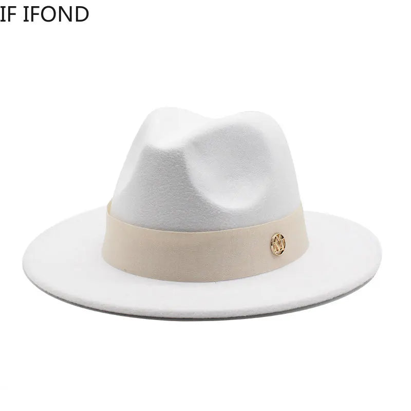 KIMLUD, New Fedora Hat For Women Winter Elegant Fashion Formal Wedding Decorate Church Cap Panama Party Jazz Hat chapeau femme, KIMLUD Womens Clothes