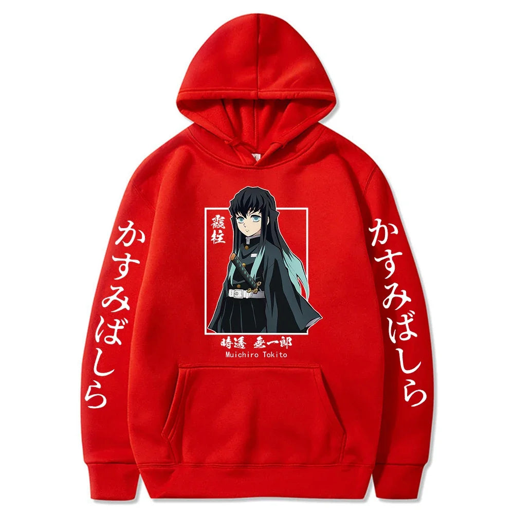 KIMLUD, New Funny Japan Anime Demon Slayer Women Hoodies Plus Size Sweatshirt Harajuku Muichiro Tokito Printed Hooded Girl Pullover, Red4 / XXXL, KIMLUD APPAREL - Womens Clothes