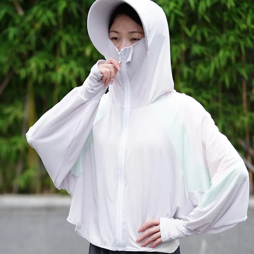 2023 Women Sunscreen Hat Ice Silk Clothing Summer Big Coat Protection Hat Shirt Clothing Edge Short UV With Sun Size Outdoo M4R4 - KIMLUD