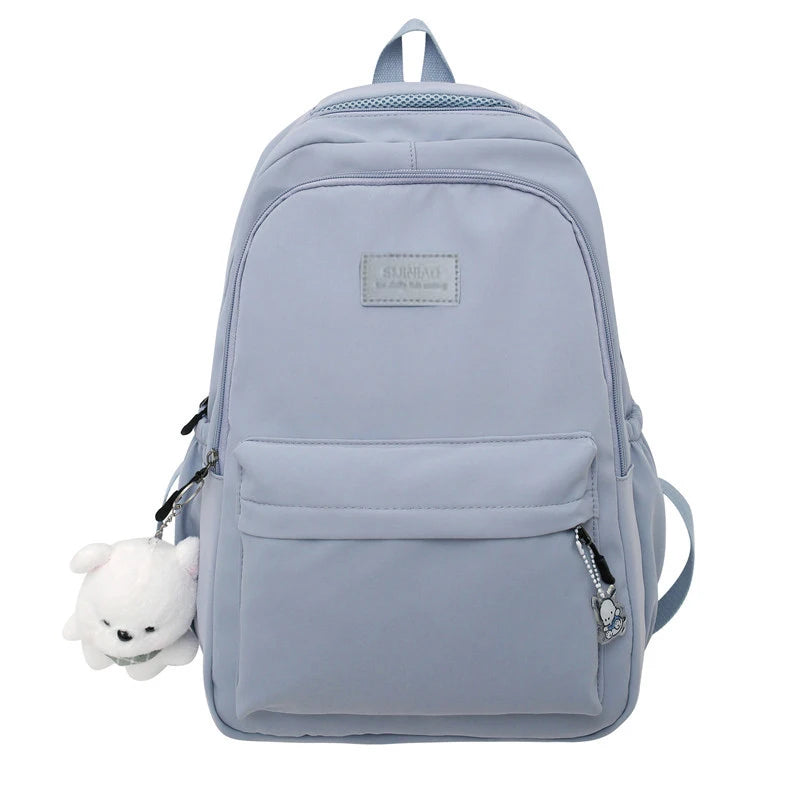 KIMLUD, New Female Fashion Men High Capacity Waterproof College Backpack Trendy Women Laptop School Bags Cute Girl Travel Book Bag Cool, blue with pendant, KIMLUD APPAREL - Womens Clothes