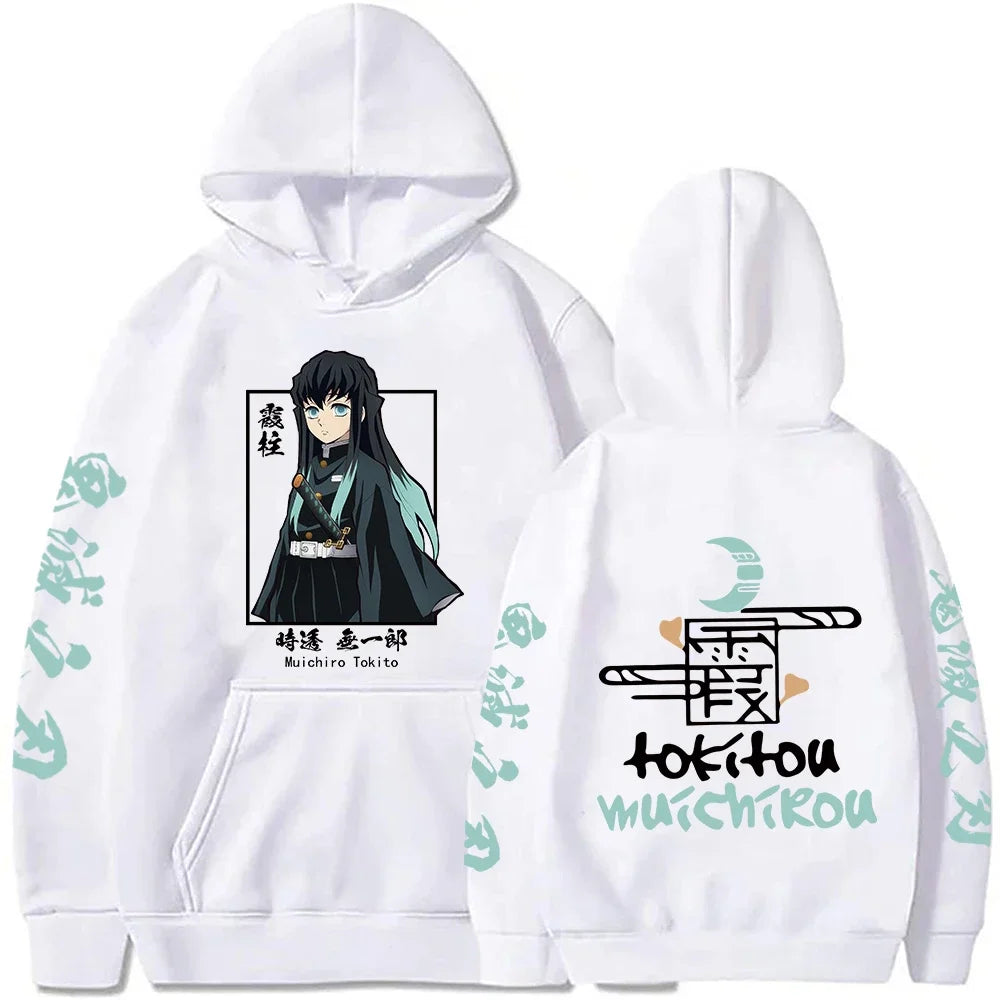 KIMLUD, New Funny Japan Anime Demon Slayer Women Hoodies Plus Size Sweatshirt Harajuku Muichiro Tokito Printed Hooded Girl Pullover, White3 / XXL, KIMLUD APPAREL - Womens Clothes