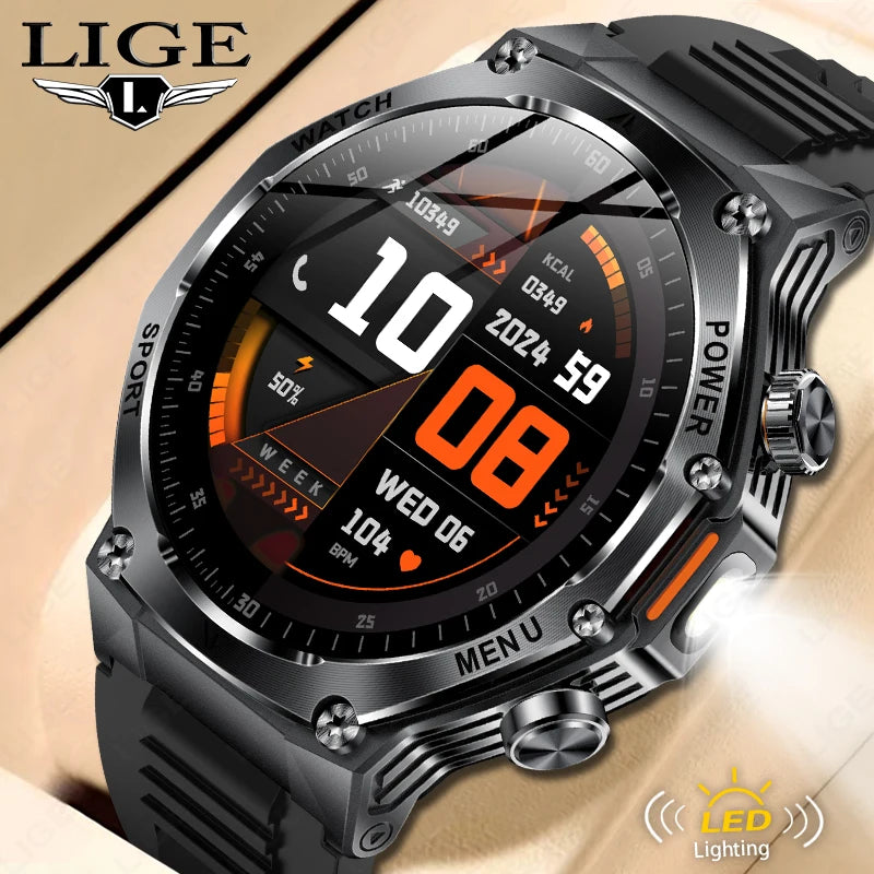 LIGE New Smart Watch Men 800mAh Ultra Long Battery Life Waterproof Outdoor Sport Watches Bluetooth Call Military Smartwatch 2025