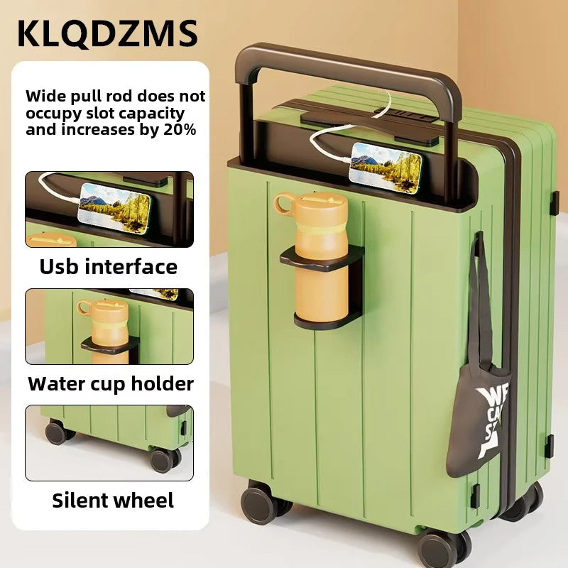 KLQDZMS Cabin Luggage USB Charging Trolley Case ABS+PC Boarding Case 20"22"24"26"28 Inch Combination Case with Wheels Suitcase