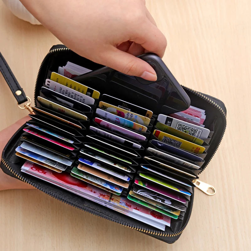 Anti destructive magnetic card bag with 36 card slots, large capacity leather organ card bag, wallet, hand-held bag, credit card