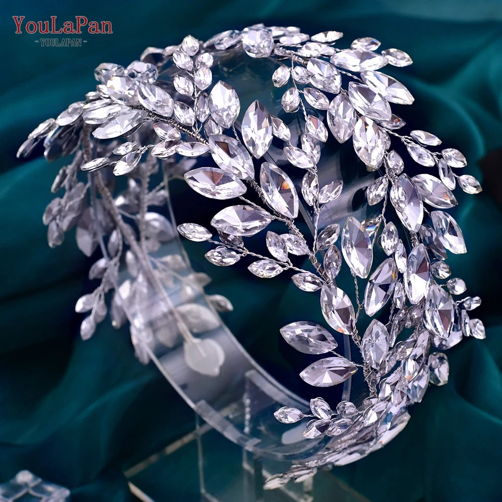 TOPQUEEN HP304 Bridal Crowns and Tiaras Woman Headgear Rhinestone Hairbands Wedding Accessories Bride Headband Headdresses