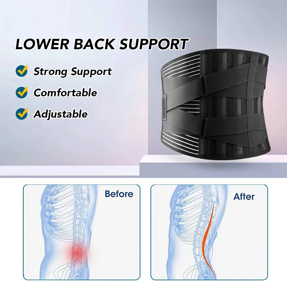 Adjustable Back Lumbar Support Belt Double Pull Medical Waist Orthopedic Brace Spine Relaxed Decompression Anti-skid Breathable - KIMLUD