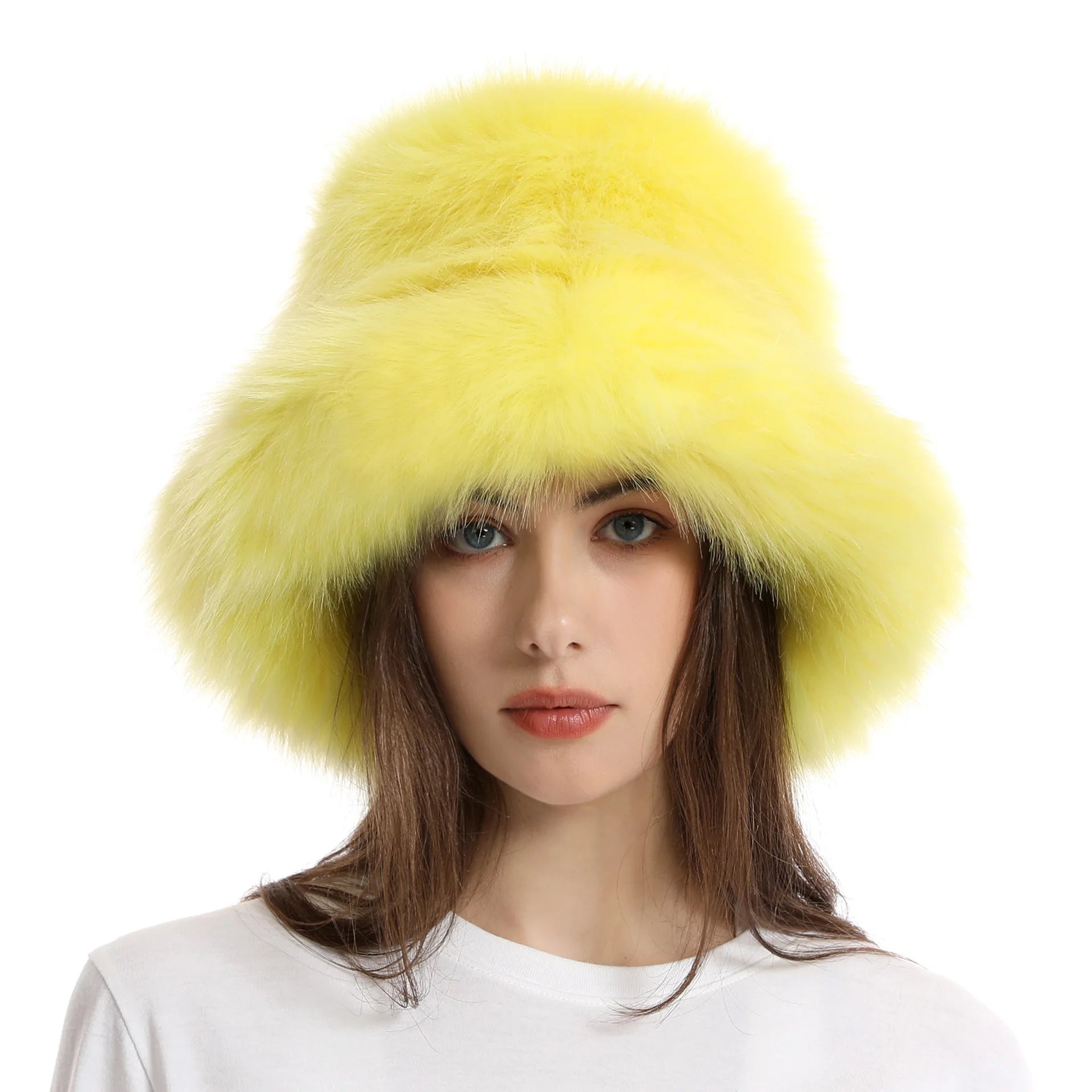 Red plush Bucket hat women's elegant autumn and winter fur bamboo hat Korean version advanced thermal cap cap 2023 large size