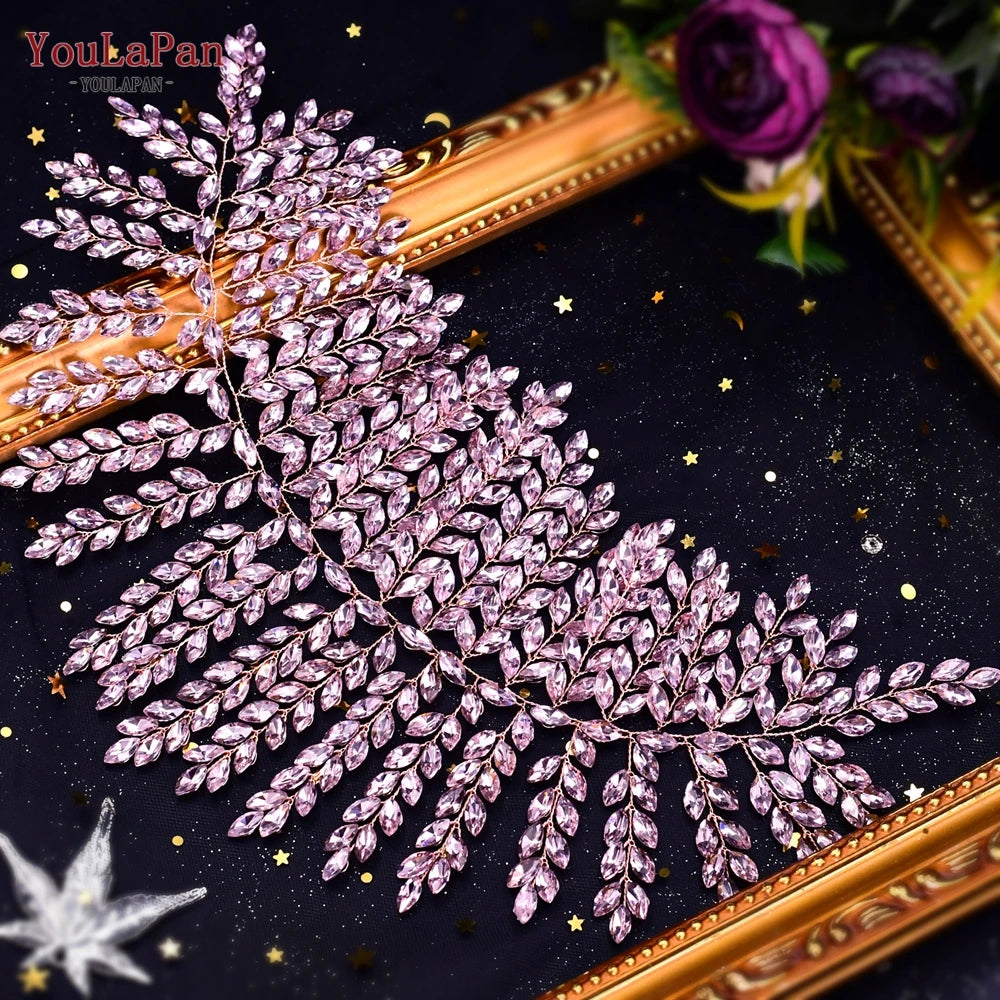 KIMLUD, YouLaPan HP435 Wedding Tiara Crystal Bridal Headband Women Hair Crown Bridal Hair Accessories Bride Headpieces for Party Banquet, HP238-WR, KIMLUD APPAREL - Womens Clothes