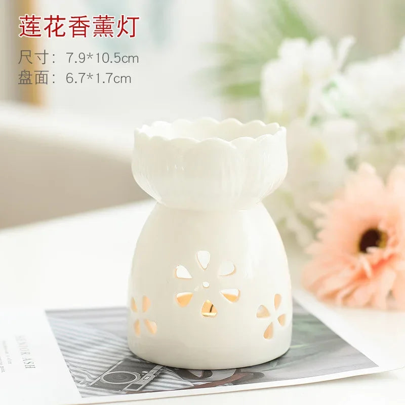 Wax Melt Essential Oil Burner, Ceramic Aroma Burners Diffuser Holder Aromatherapy Tarts Assorted Wax Scented Candle Warmer