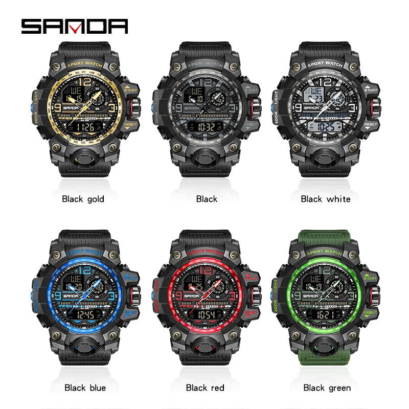 SANDA G Style New Men's Watches 50M Waterproof  Sports Military Quartz Watch For Male Digital Wristwatch Clock Reloj Hombre