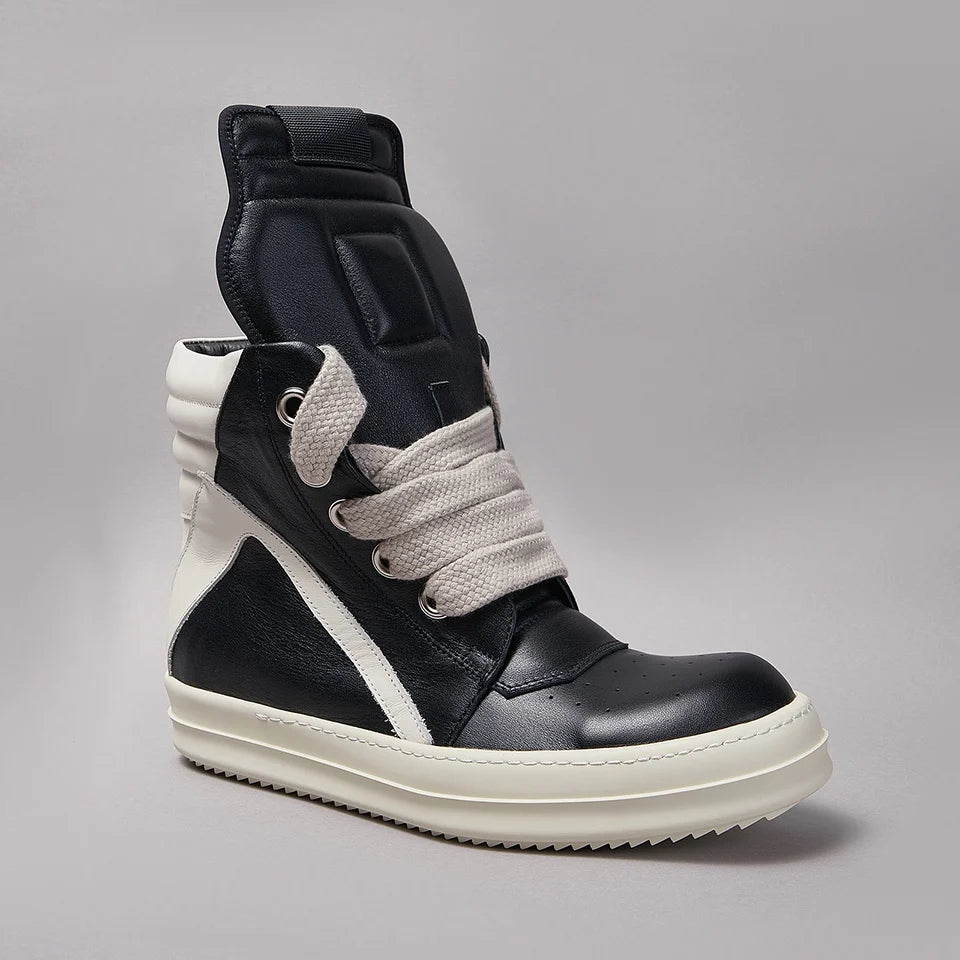 Classic Design Retro Style Owens Men Women Boot Black Leather Thick Shoelaces High Top Quality Ankle Casual Shoe