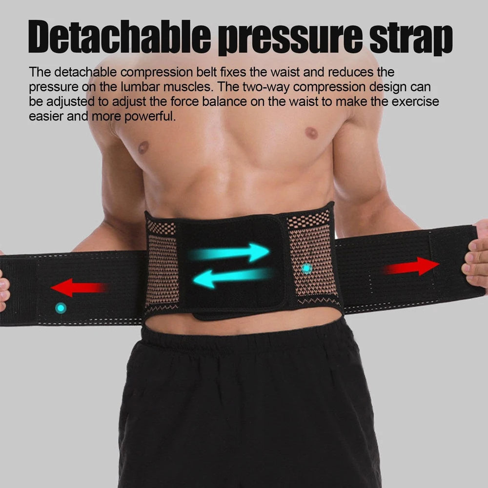 Copper Back Brace for Lower Back Pain Relief,Back Support Belt Men/Women With Adjustable Black Lumbar Support Belt for Sciatica - KIMLUD