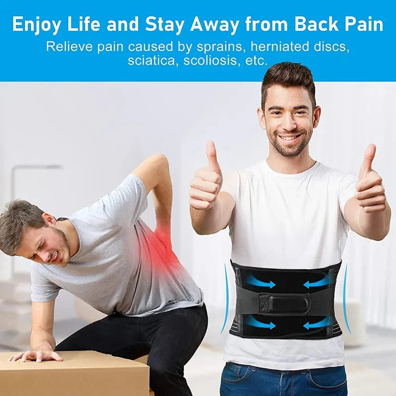 Adjustable Lumbar Support Belt Double Pull Back Waist Orthopedic Corset Spine Decompression Back Pain Relief Tighten The Abdomen - KIMLUD