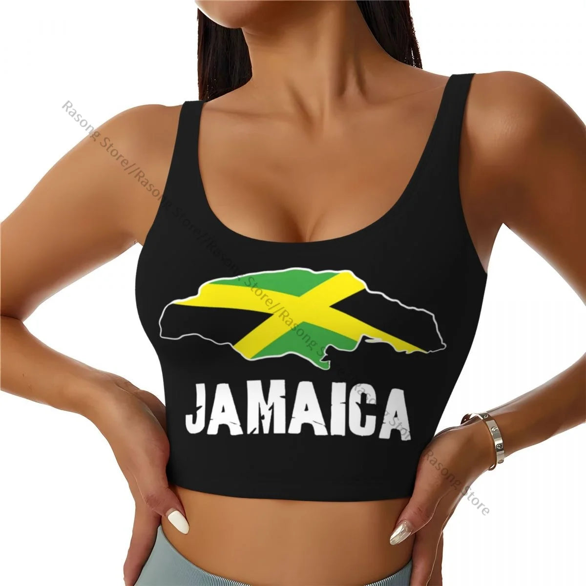 Sports Bra Women Running Yoga Clothes Vest Jamaica Map Gathering Fitness Vest