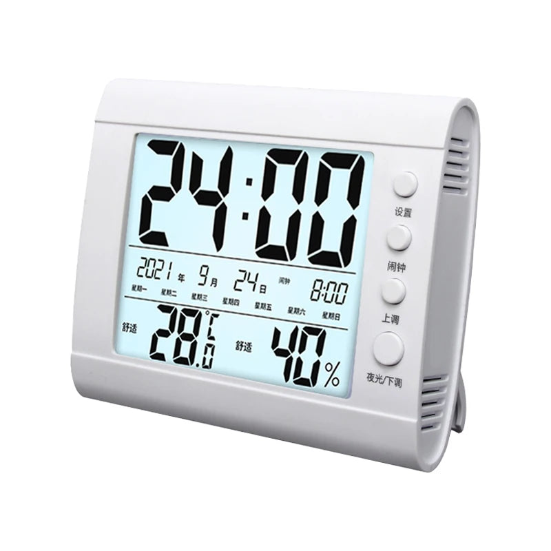 LCD Digital Temperature Baby Room Humidity Meter Backlight Home Indoor Electronic Hygrometer Thermometer With Time - KIMLUD