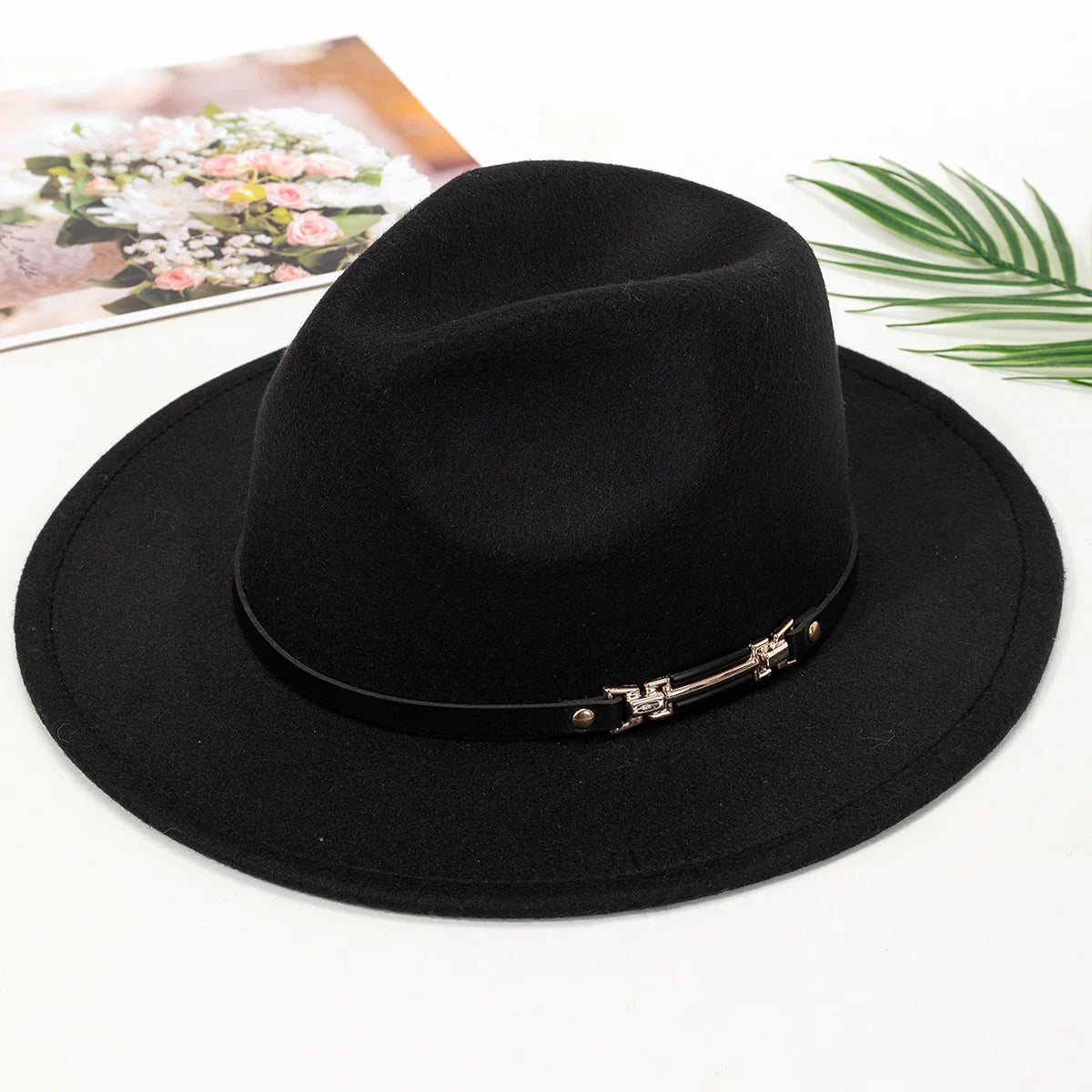 New Fashion Elegant Jazz Hat Woolen Hat Women's Spring Autumn Winter Woolen Fabric Vintage Literature Peaked cap