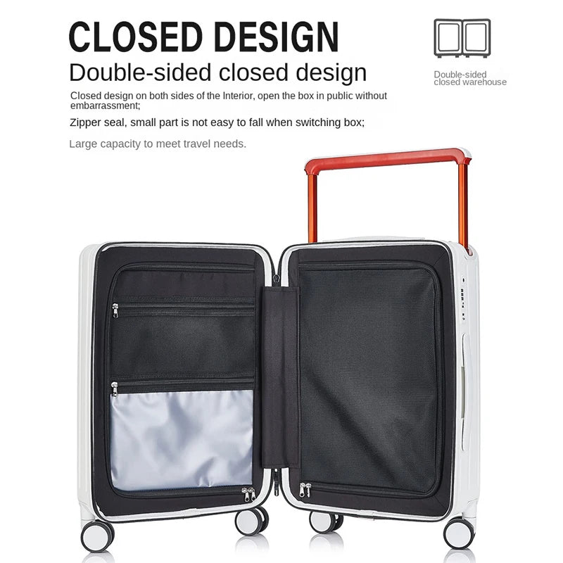 Wide pull rod suitcase 20"22"24"26 Inch multifunctional pull rod box front opening password travel luggage boarding Travel box