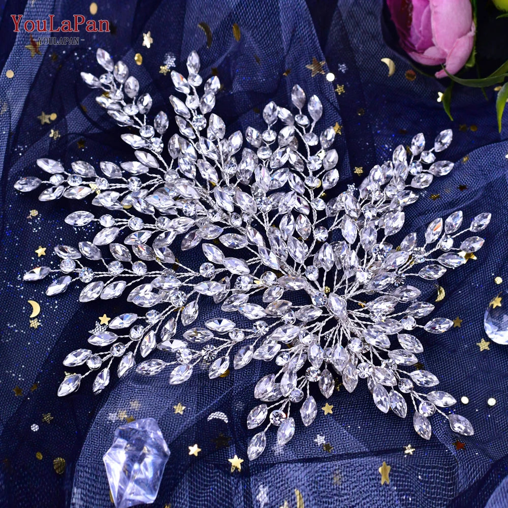 YouLaPan Bling Rhinestone Headband Wedding Bridesmaid Headwear Women Fashion Hair Accessories Handmade Bride Tiara HP438 - KIMLUD