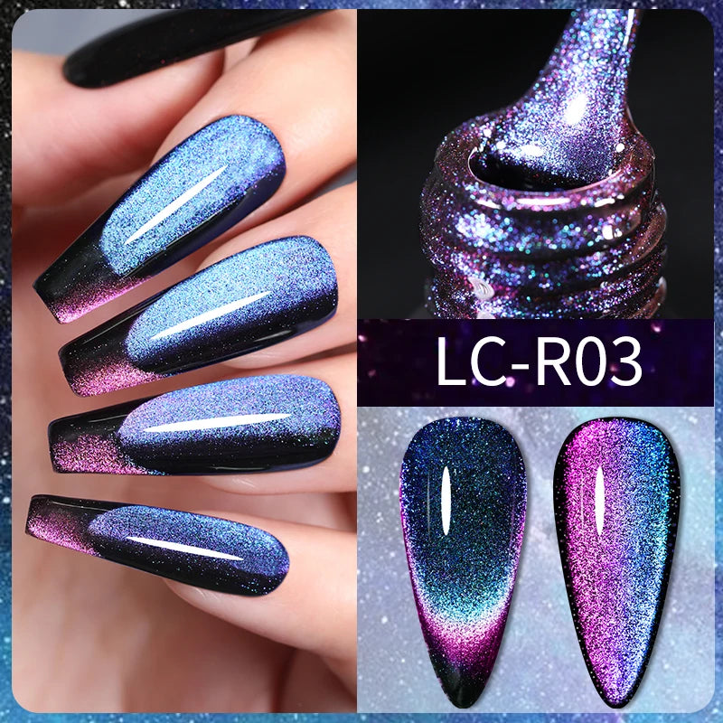 KIMLUD, LILYCUTE 7ML Sparkling Glitter Rainbow Cat Magnetic Gel Nail Polish 9D Colorful  Semi Permanent Soak Off Nail Art UV Gel Varnish, LC-R03, KIMLUD APPAREL - Womens Clothes