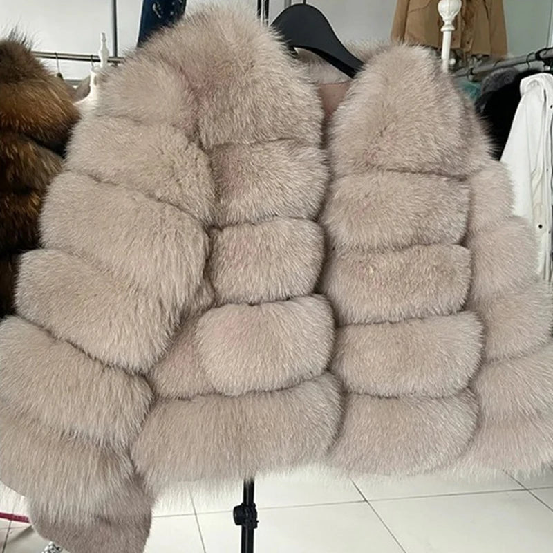 Faux Fur Short Coat Women Cropped Long Sleeve Artificial Fox Fur Jacket Women Winter Fluffy Top Thick Warm Furry Fur Outwears