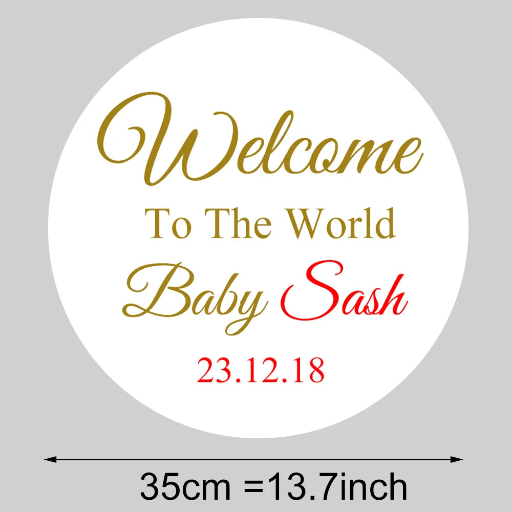 Round Custom Welcome Sign Board 35x35cm Personalized Welcome Baby Shower Sign for Birthday Decoration Baby Shower Party Decor