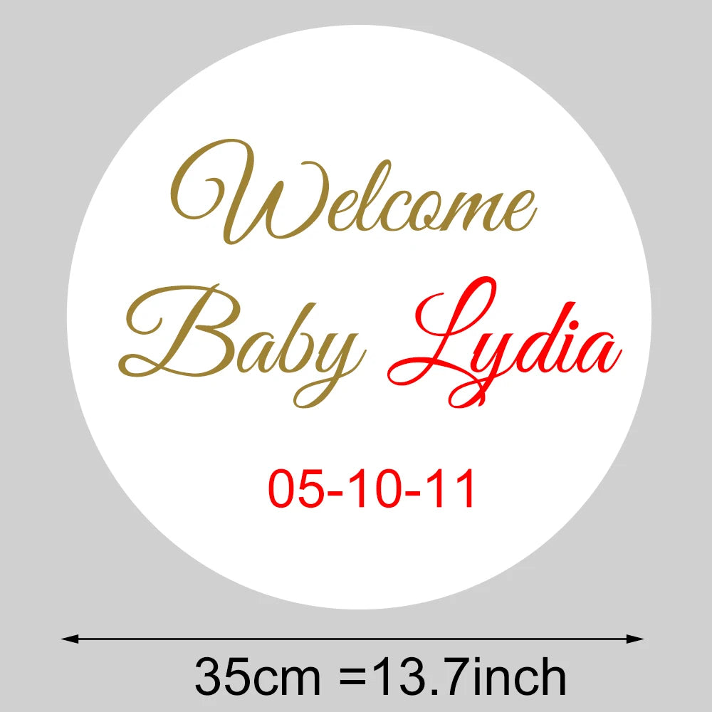 Round Custom Welcome Sign Board 35x35cm Personalized Welcome Baby Shower Sign for Birthday Decoration Baby Shower Party Decor