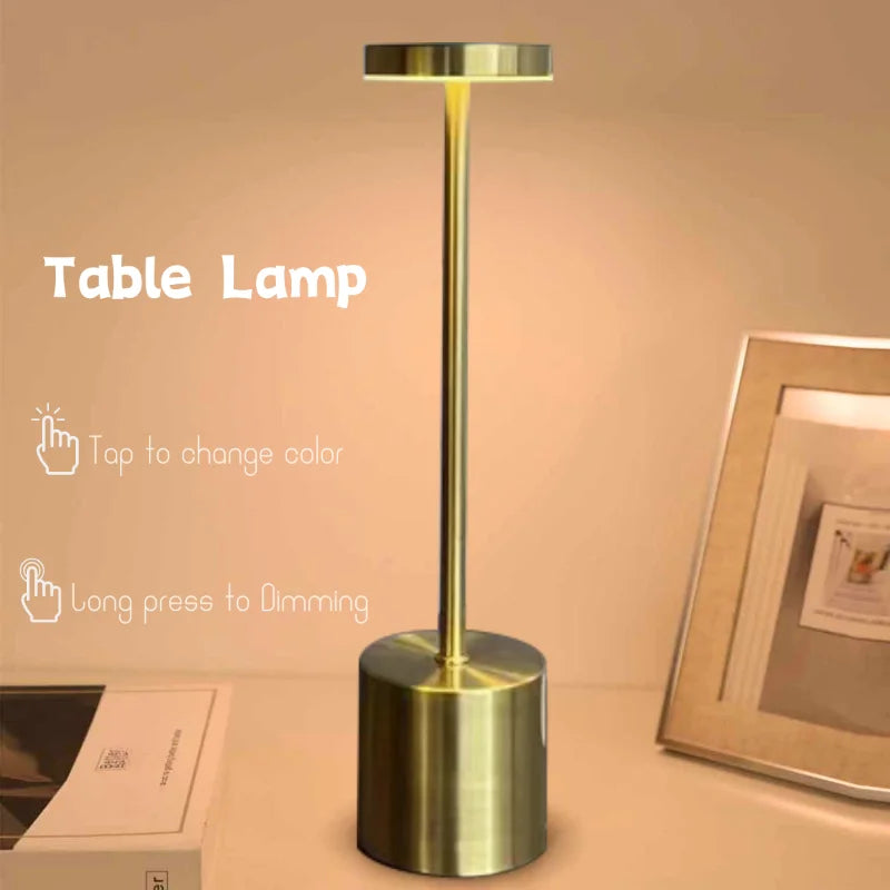 LED Rechargeable Touch Metal Table Lamp Writing Lamp Bedside Creative Ambient Lights Bar Outdoor Decoration Night Lightings 2024