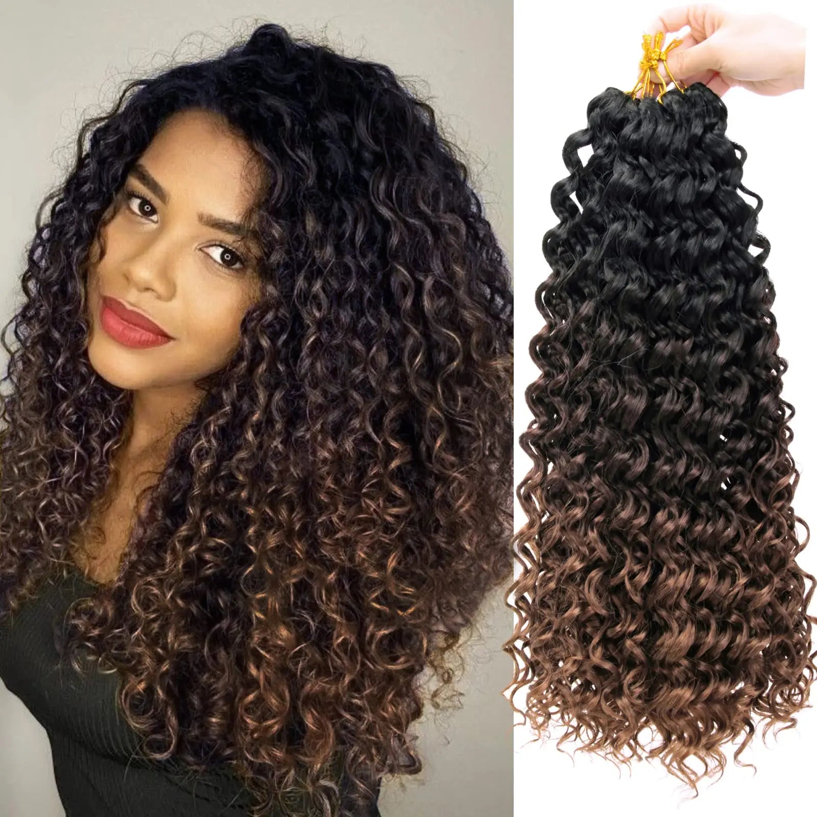 Crochet hair GoGo Curl for Black Women Short Beach Curl Bohemian Crochet Braids Natural Black Deep Wave Braiding hair Extensions - KIMLUD