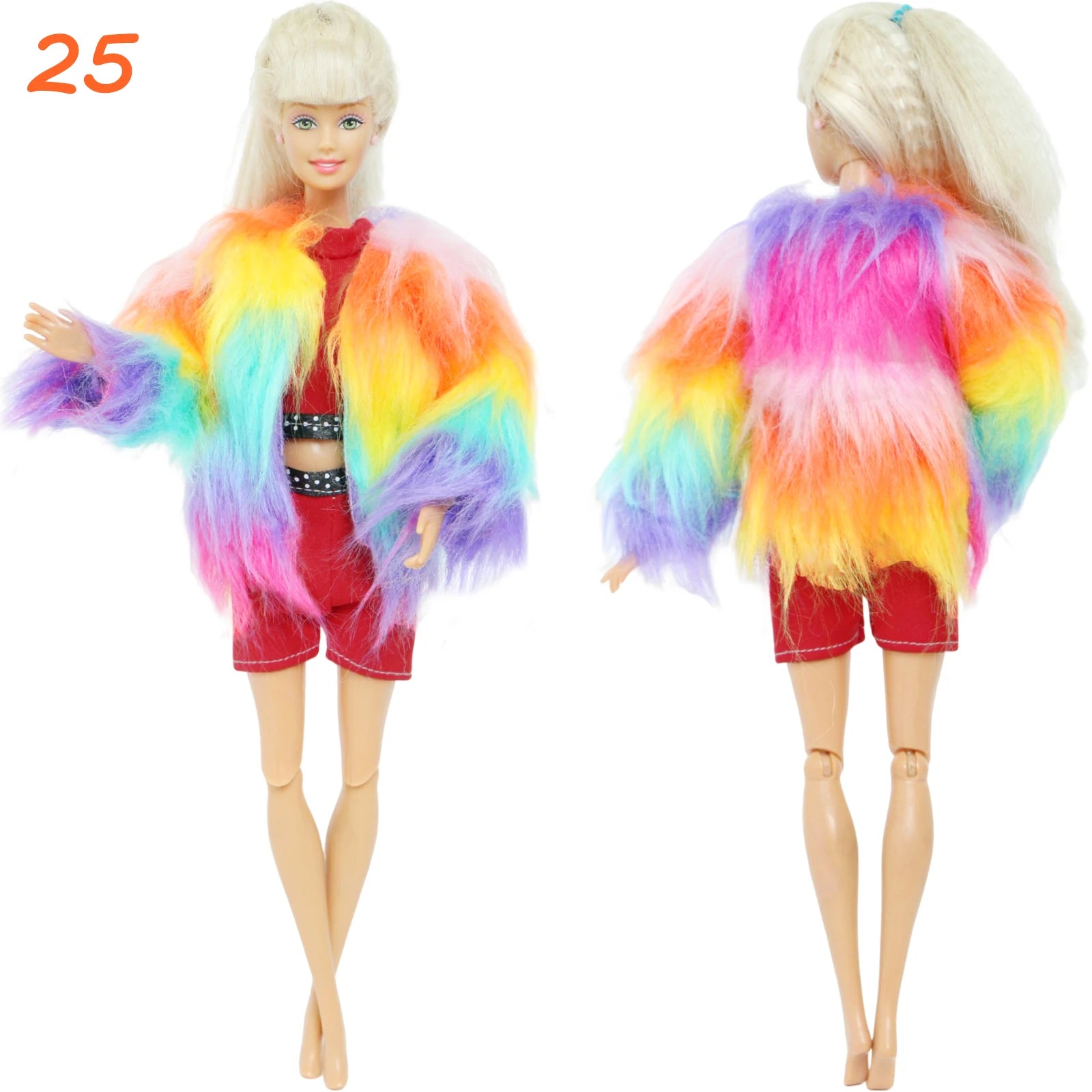 KIMLUD, Multicolor 2 Pcs/Set Long Sleeve Soft Fur Plush Coat Dress + High Heel Winter Wear Accessories for Barbie Doll Clothes Kids Toy, 25, KIMLUD APPAREL - Womens Clothes