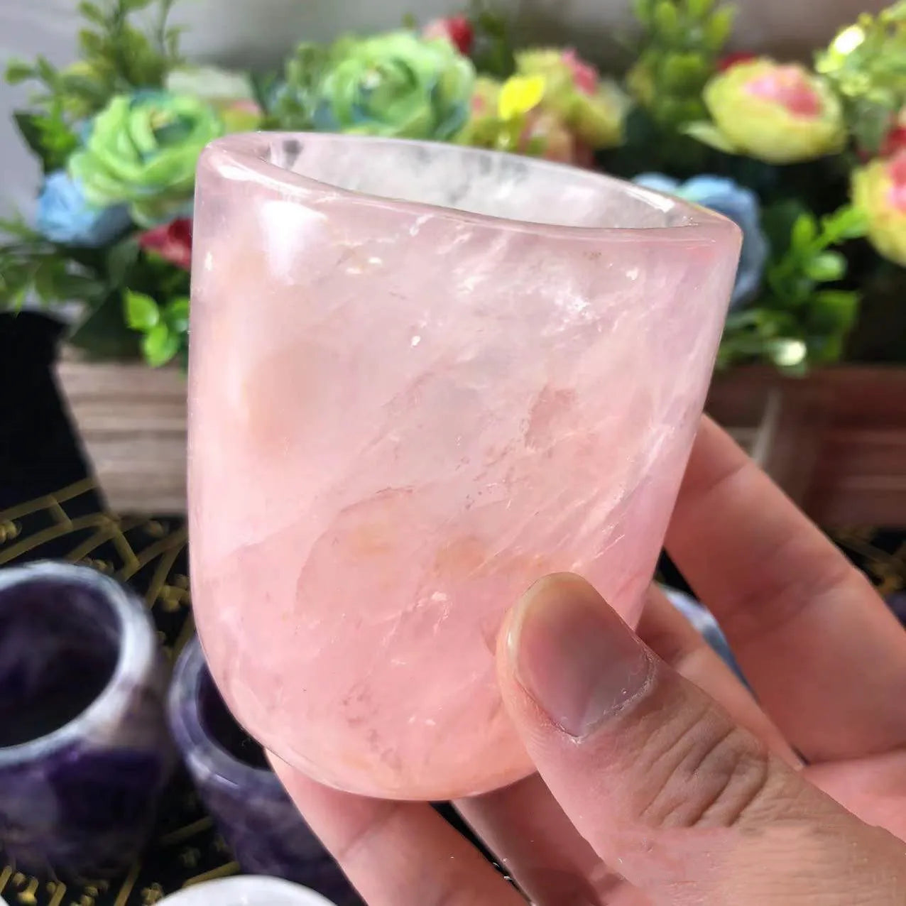 KIMLUD, Natural Crystal Amethyst Rose Quartz White Crystal Cup High Quality Healing Crystal For Gift Collection Craft Home Decor, Rose Quartz, KIMLUD APPAREL - Womens Clothes