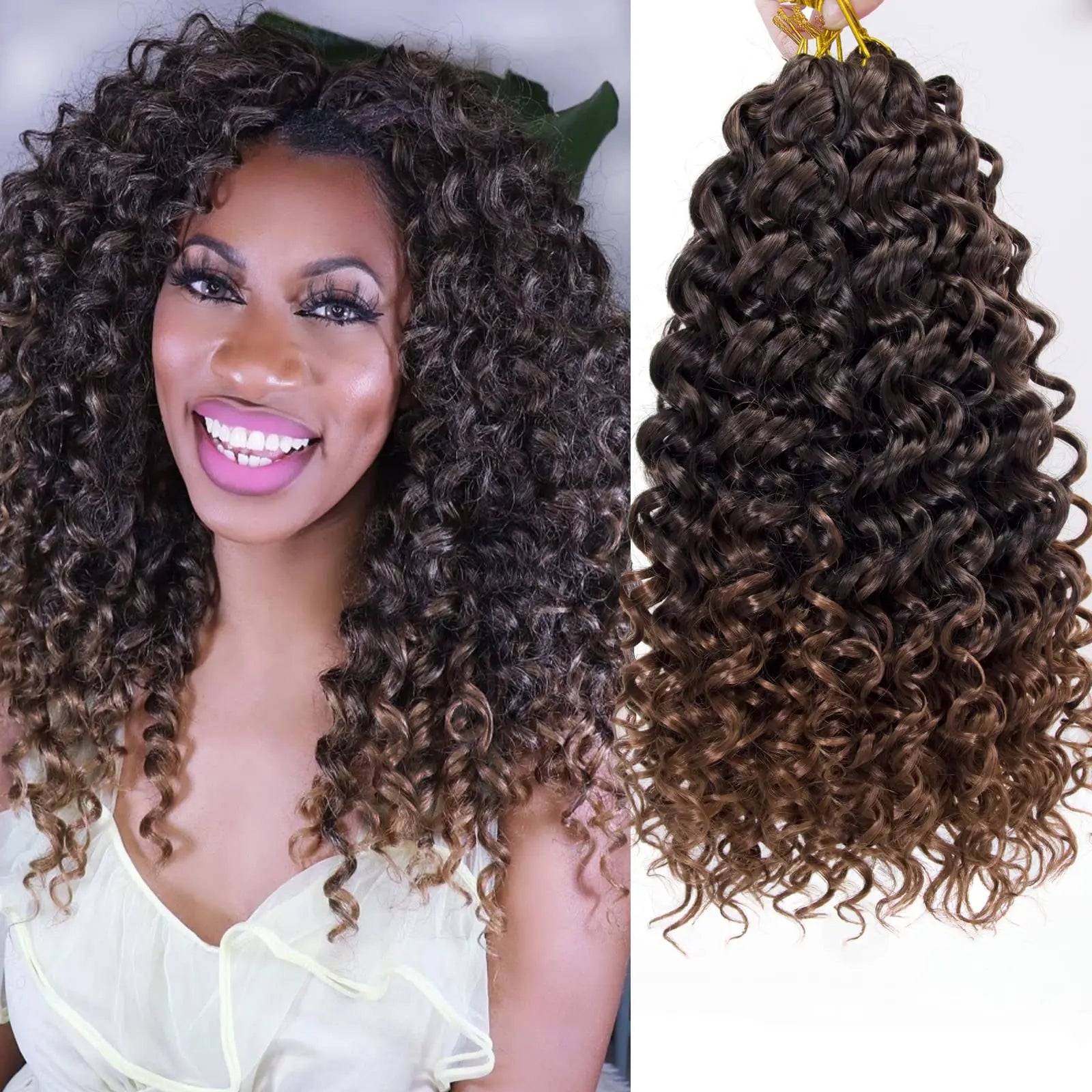 Crochet hair GoGo Curl for Black Women Short Beach Curl Bohemian Crochet Braids Natural Black Deep Wave Braiding hair Extensions