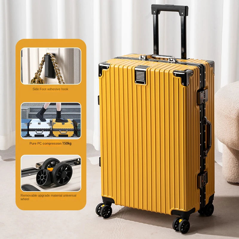 New Aluminum Frame Suitcase Large Capacity Suitcase on wheels 20/22/24/26/28/30 Inch Trolley Case Password Boarding Box