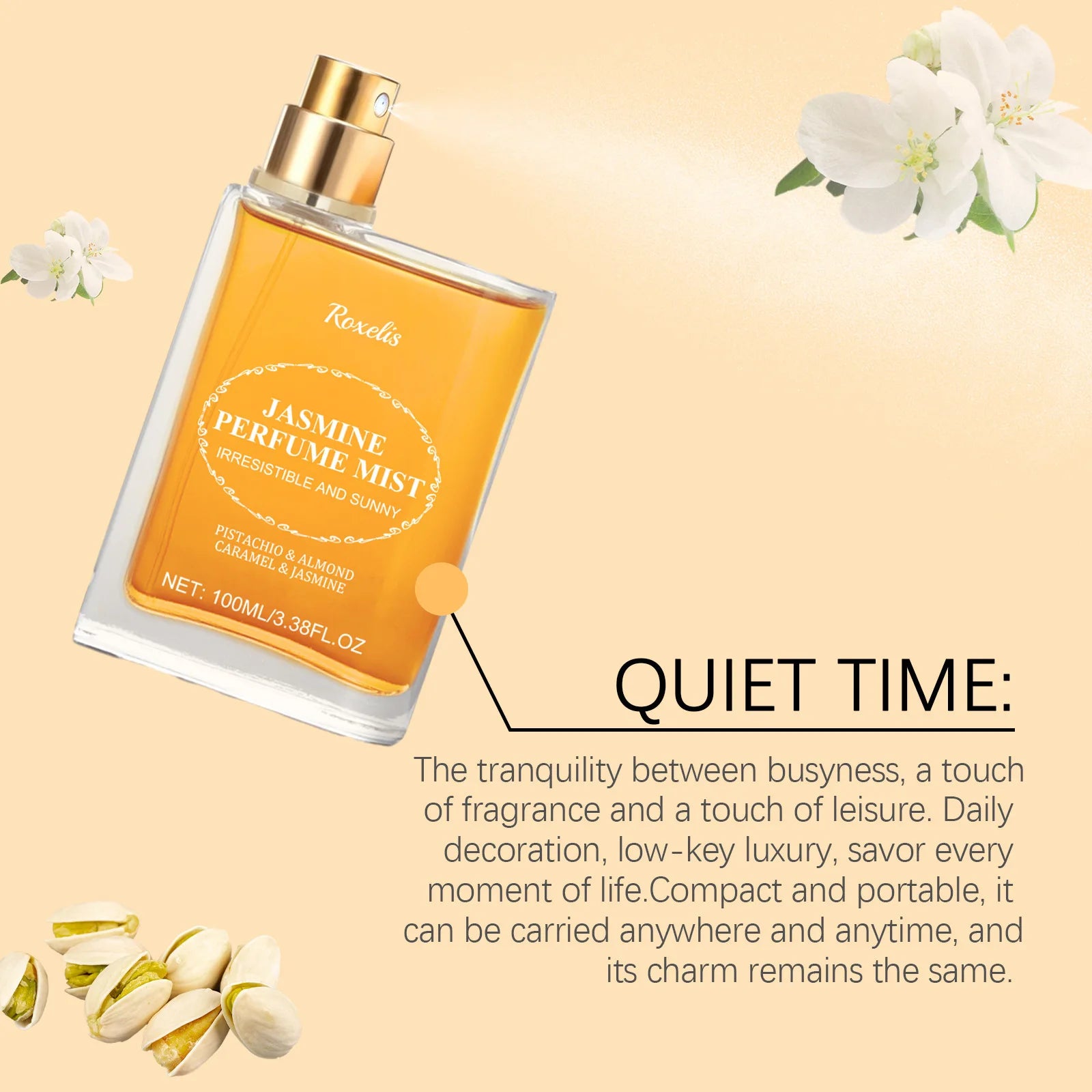 Light fragrance Brazilian perfume for women, fresh, natural, long-lasting fragrance, jasmine woody floral fragrance