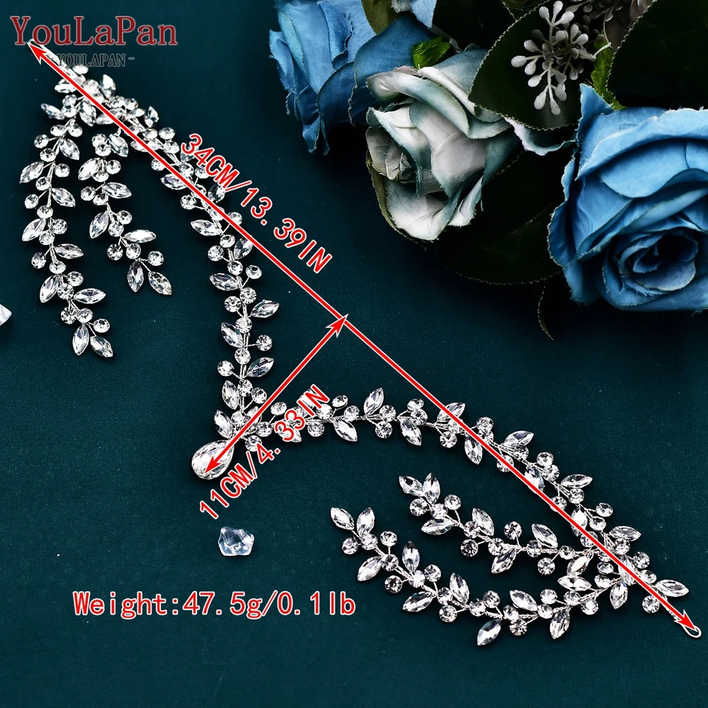 YouLaPan Bride Forehead Headband Sparkling Rhinestone Headpieces For Wedding Women Prom Party Head Jewelry Accessories HP599