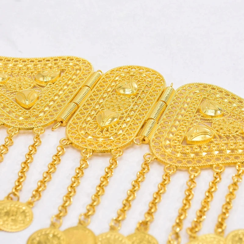 Arab Ethnic Women Waist Chians Golden Carved Statement Party Dance Coin Tassel Belly Chains Charms India Body Jewelry Female